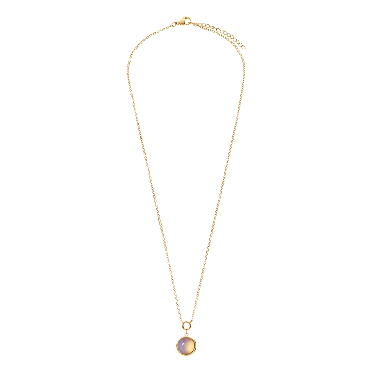 Stalen goldplated ketting met hanger met opaal voor dames