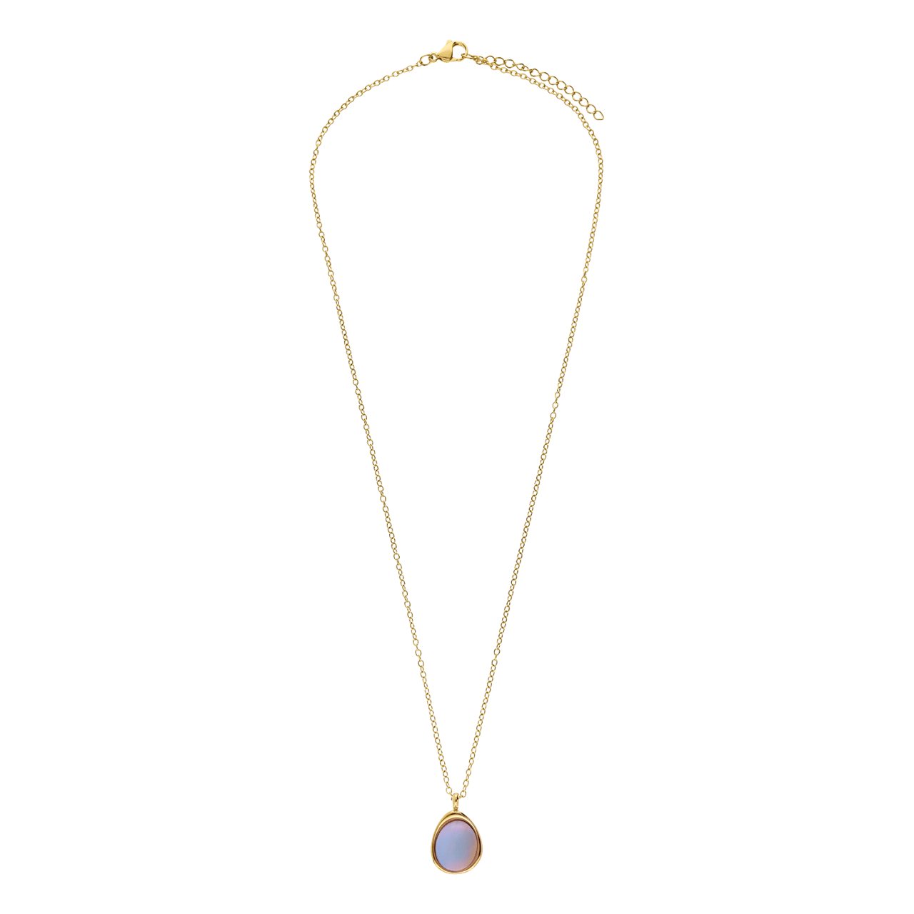 Halskette aus Edelstahl, vergoldet, mit Opal, oval