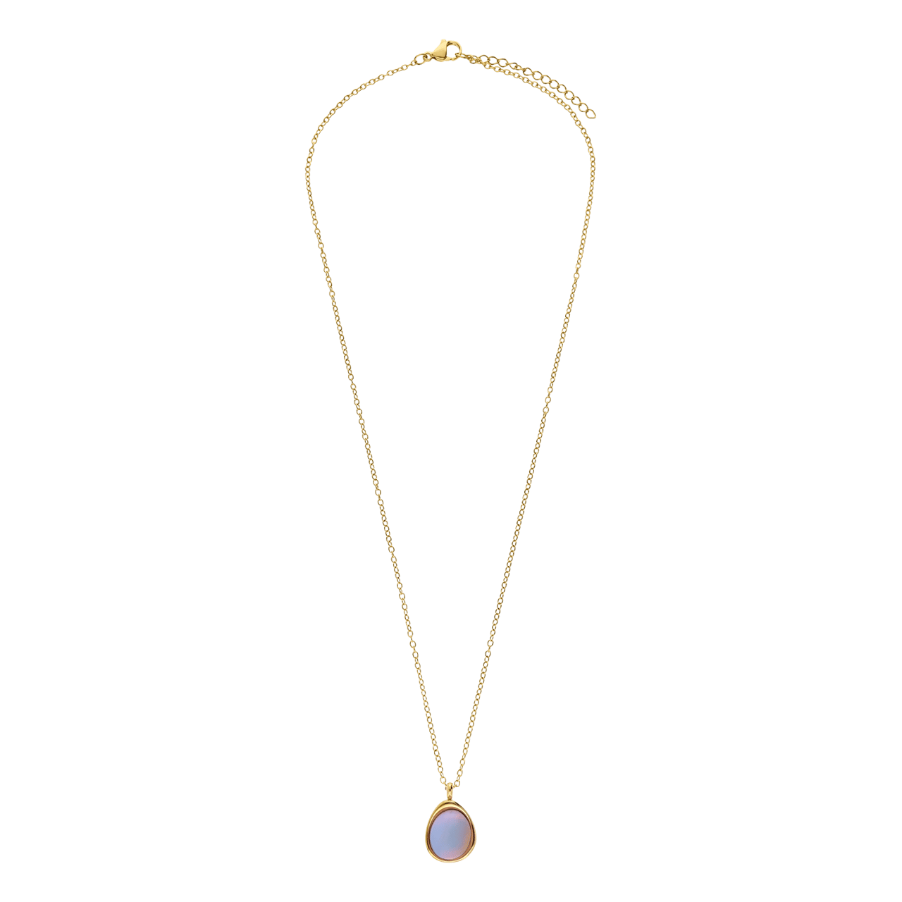 Stainless steel goldplated ketting met opaal ovaal