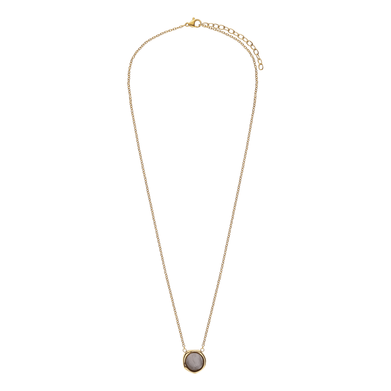 Stalen goldplated ketting met hanger met rozenkwarts voor dames