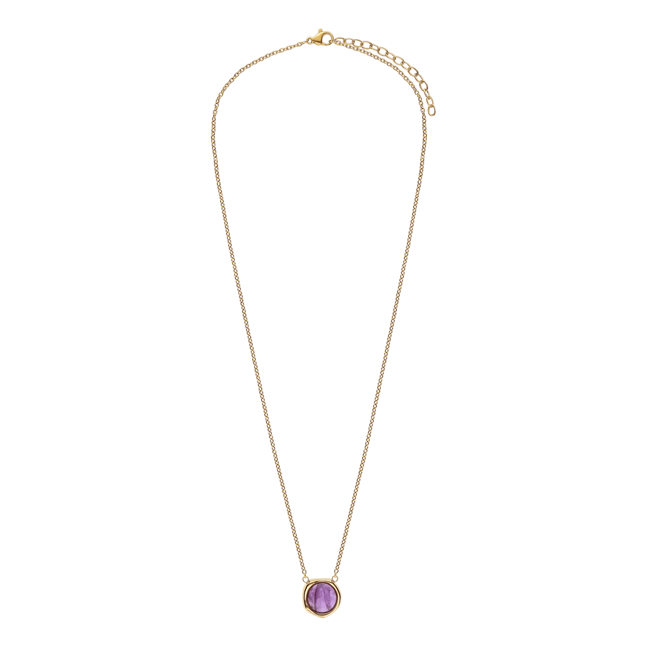 Stainless steel goldplated ketting met hanger met amethyst voor dames