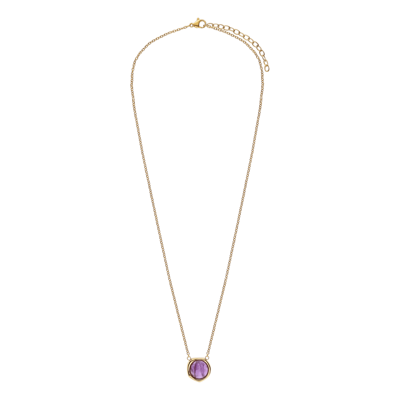 Stalen goldplated ketting met hanger met amethyst voor dames