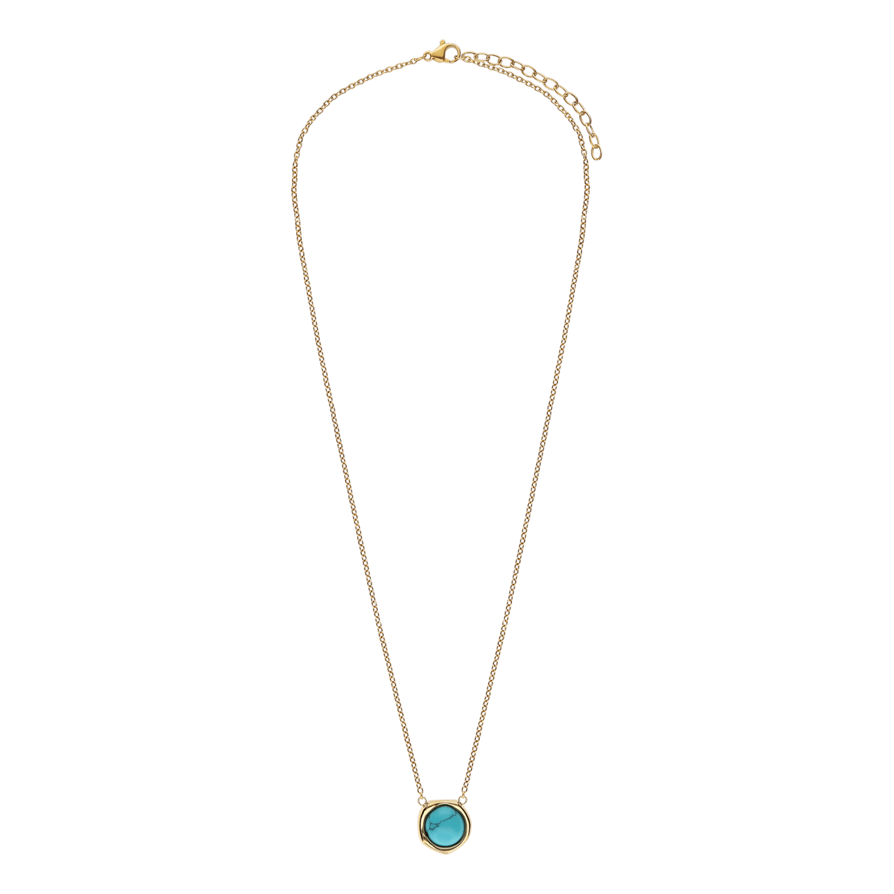 Stalen goldplated ketting met hanger met turquoise voor dames