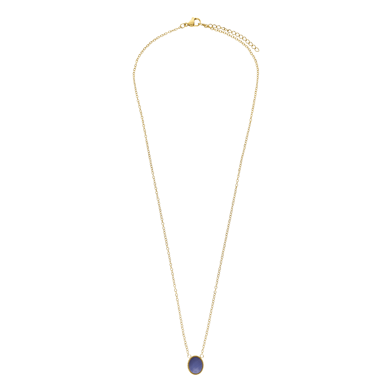 Stainless steel goldplated ketting met hanger met blue lace agaat voor dames