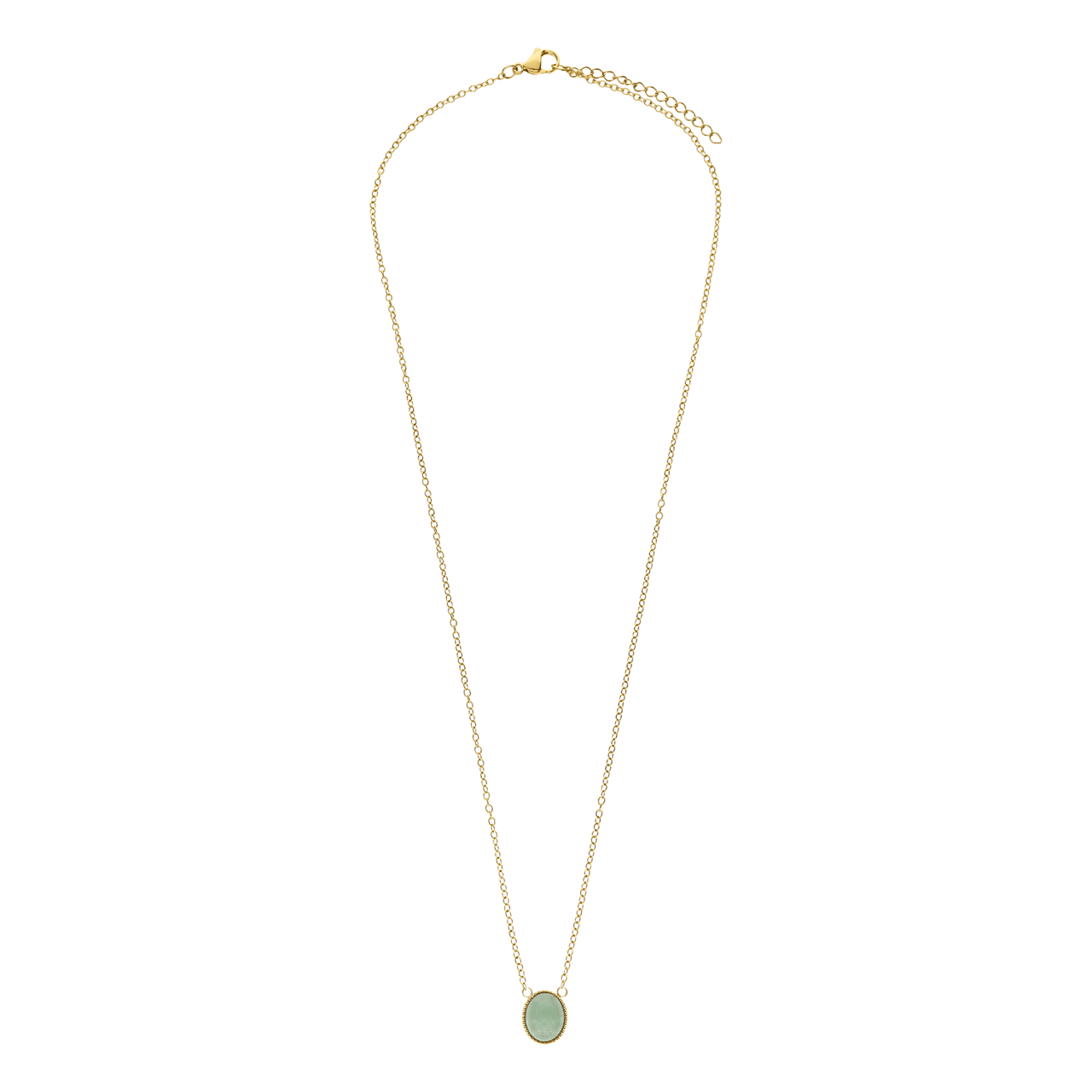 Stainless steel goldplated ketting met groen aventurijn
