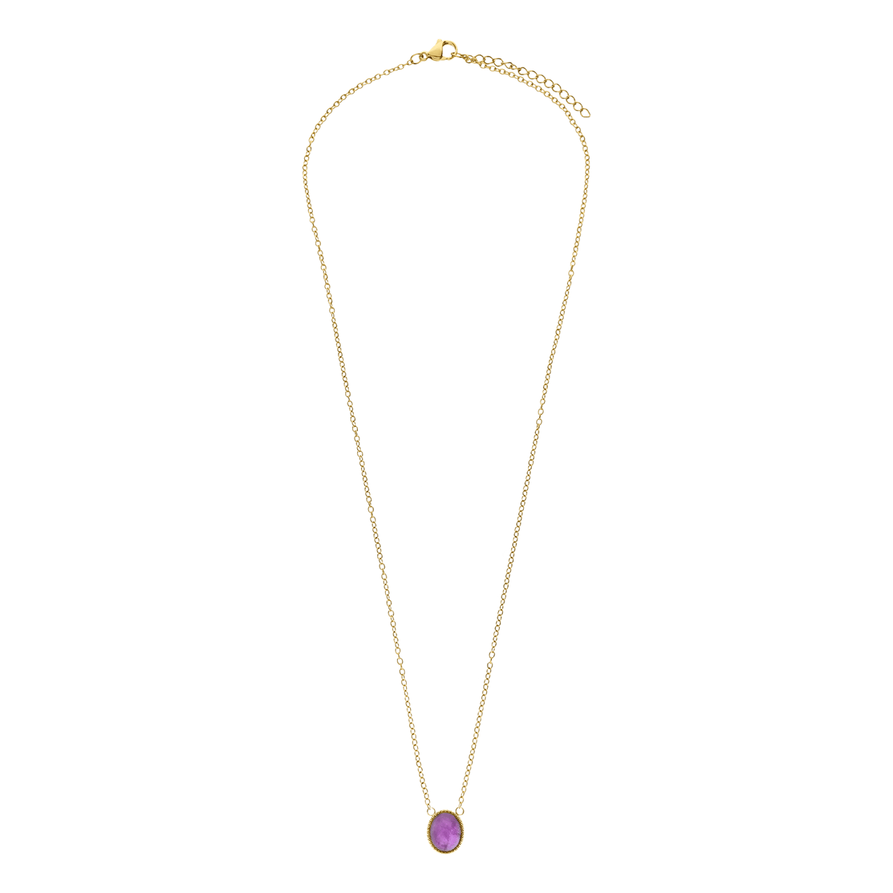 Stalen goldplated ketting met hanger met amethyst voor dames