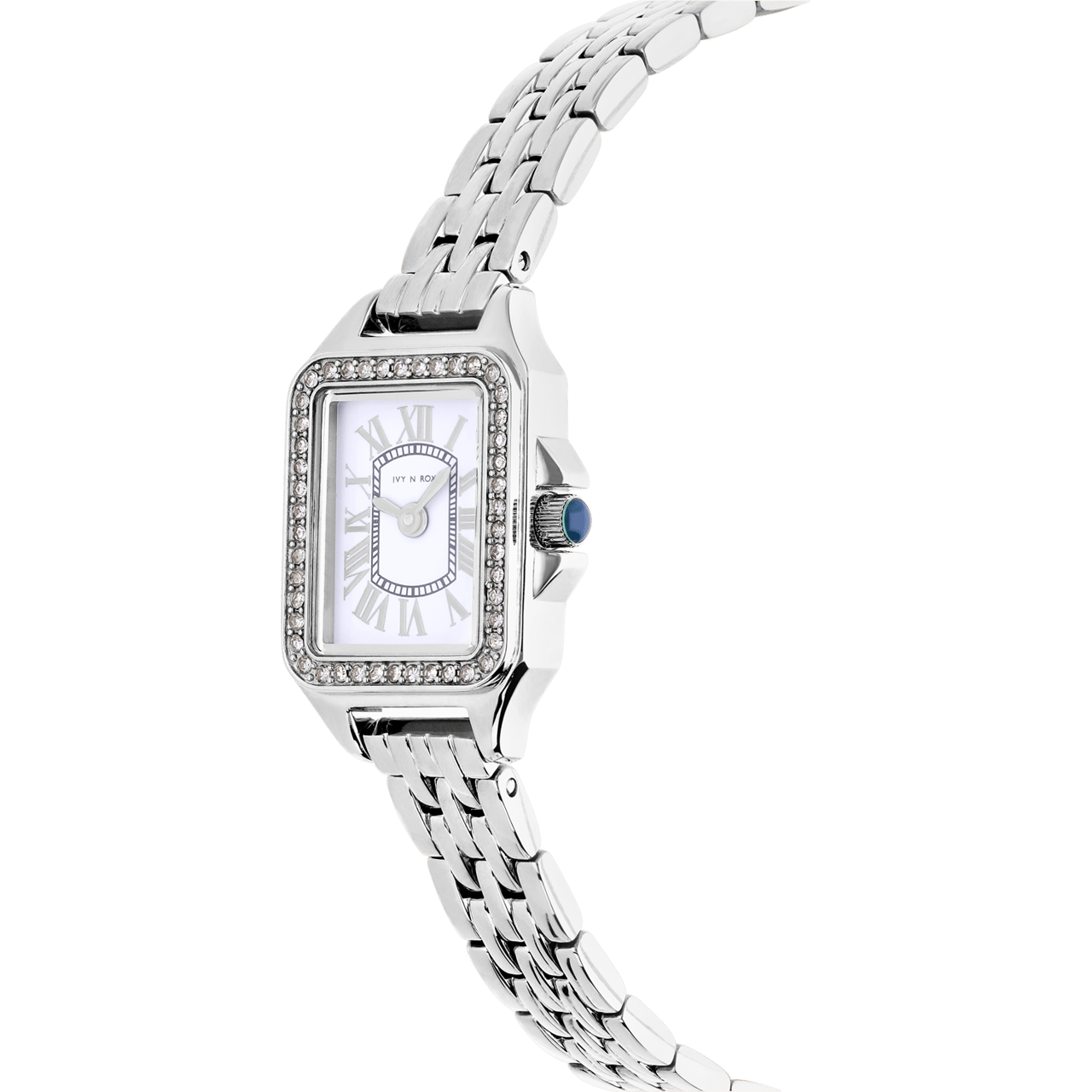 IVY N ROX Damen-Armbanduhr aus Edelstahl, silberfarben, mit Zirkonia