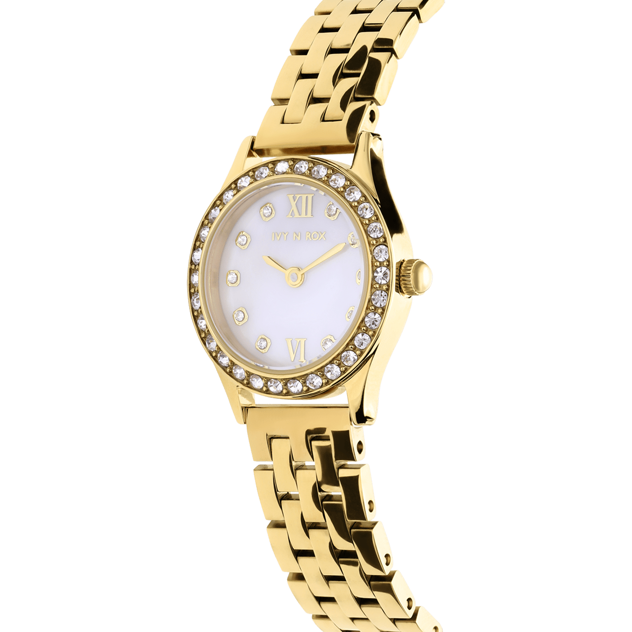 IVY N ROX Armbanduhr aus Edelstahl, goldfarben, mit Zirkonia