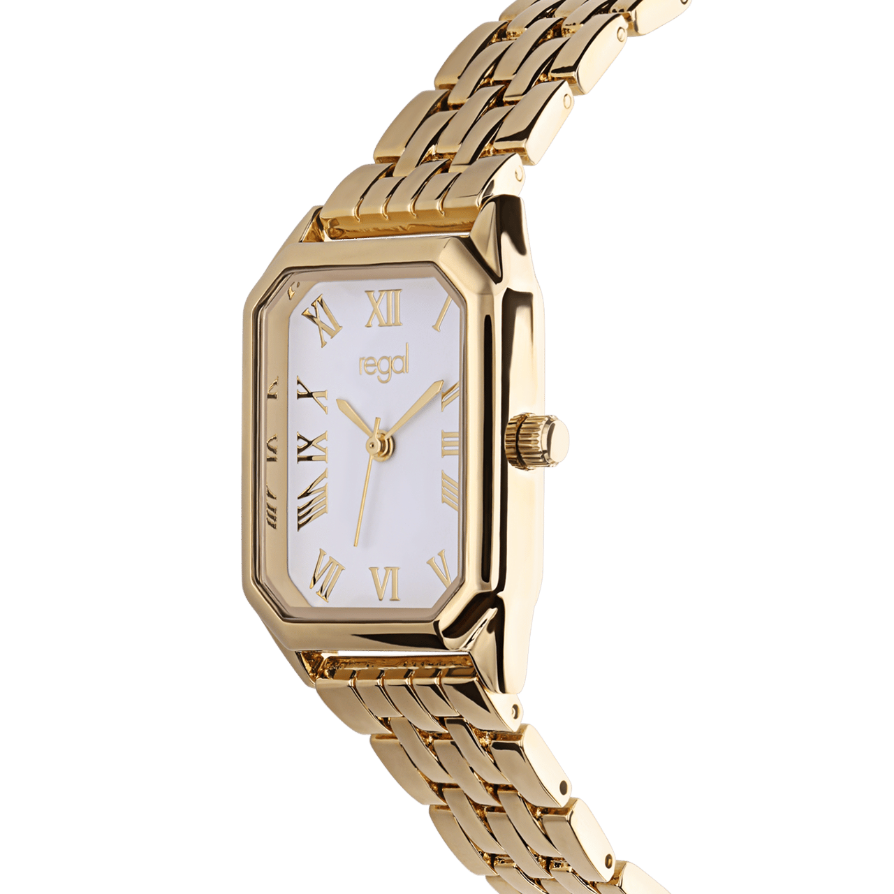 Regal Armbanduhr, goldfarben, mit römischen Ziffern