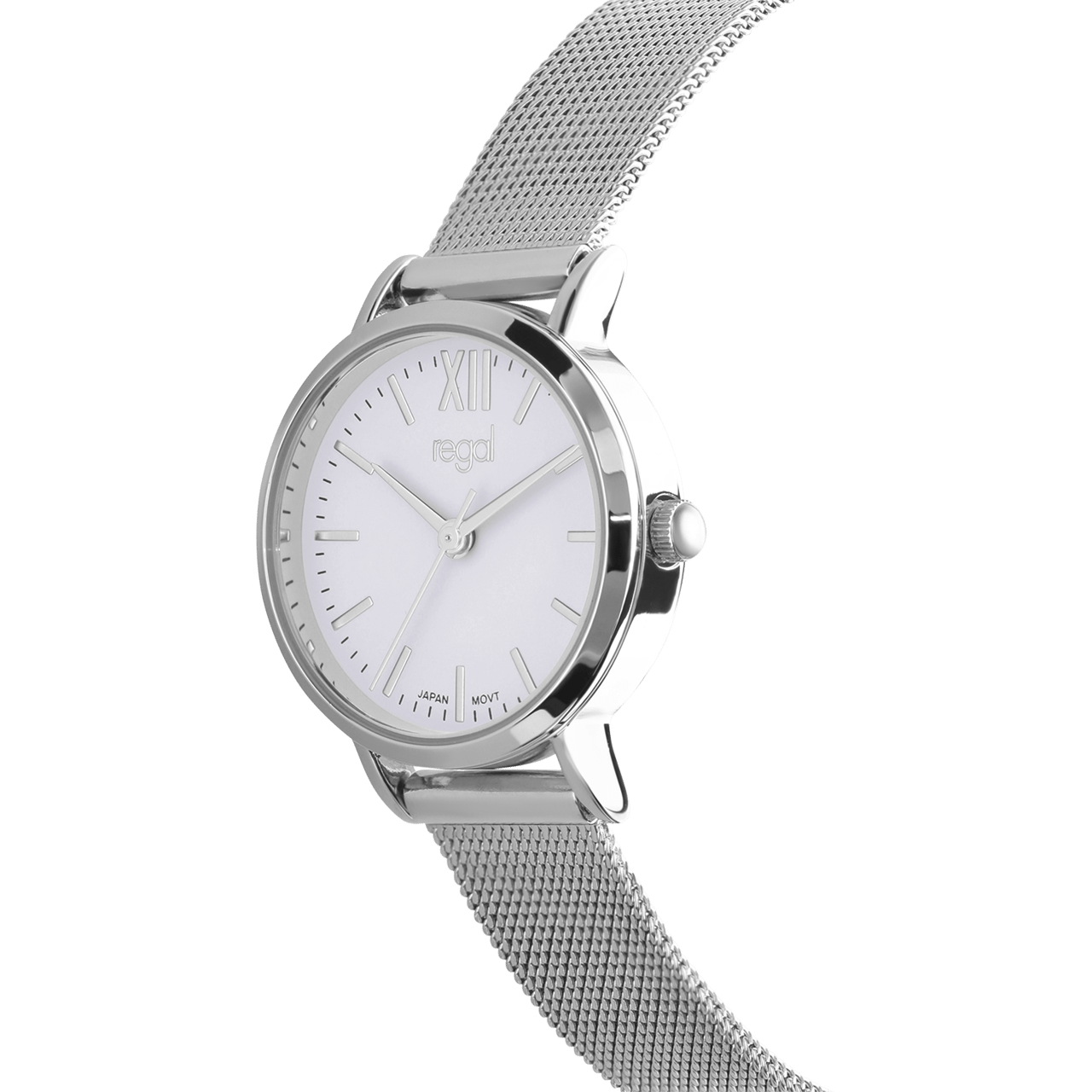 Regal horloge met zilverkleurige meshband