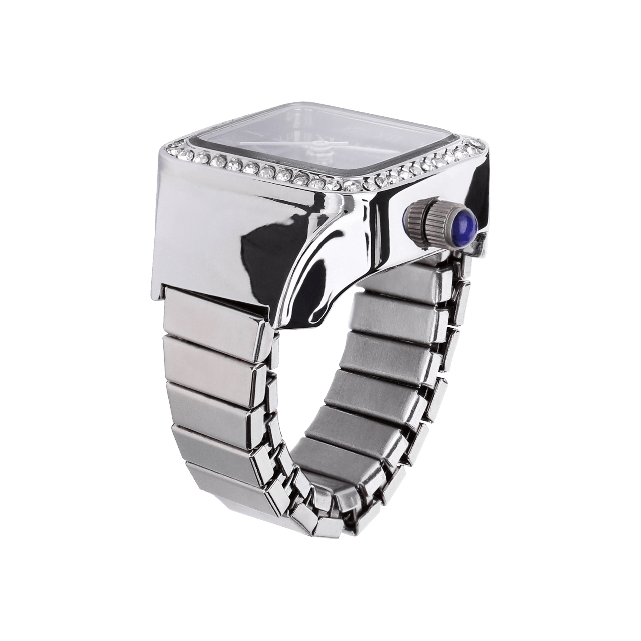 Regal Ringuhr aus 925er Silber mit blauem Zifferblatt und Zirkoniasteinen