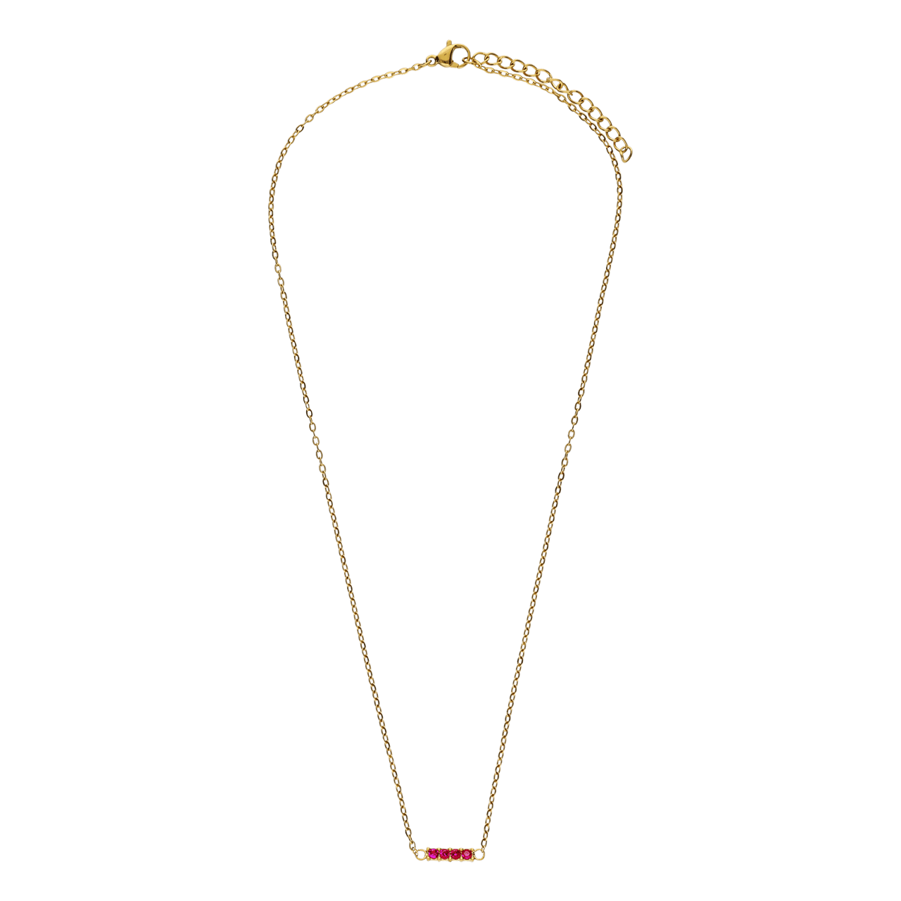 Stalen goldplated ketting met hanger met zirkonia voor dames