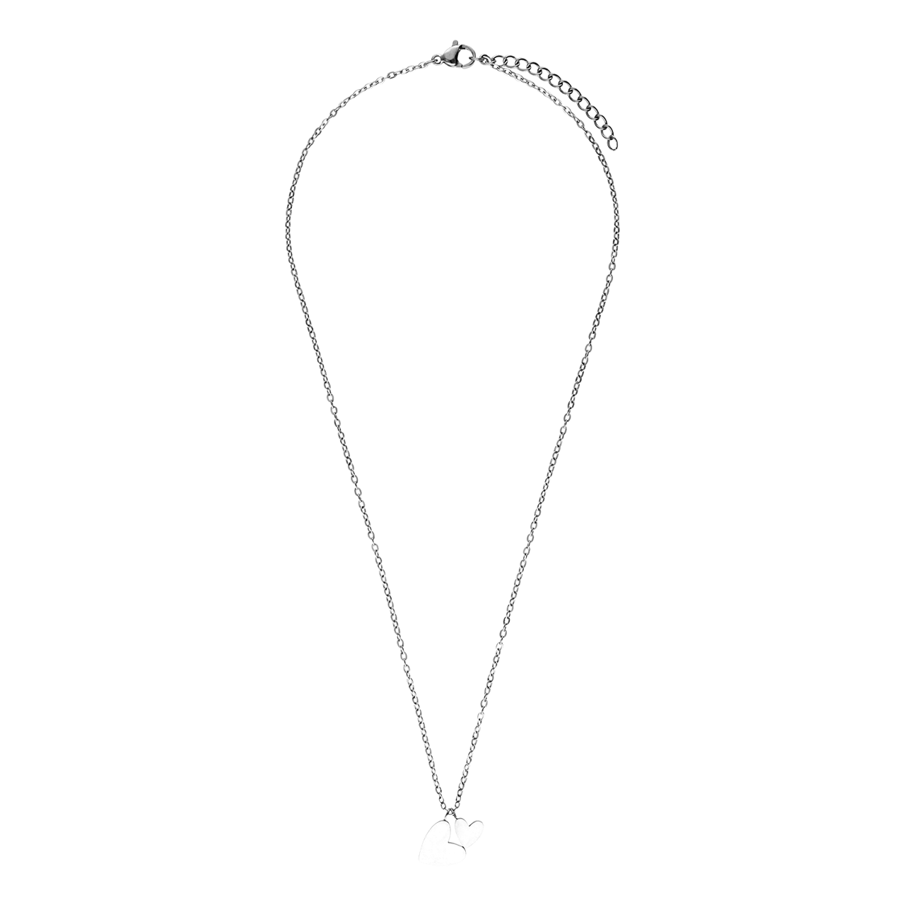 Stalen ketting met 2 hartjes voor dames
