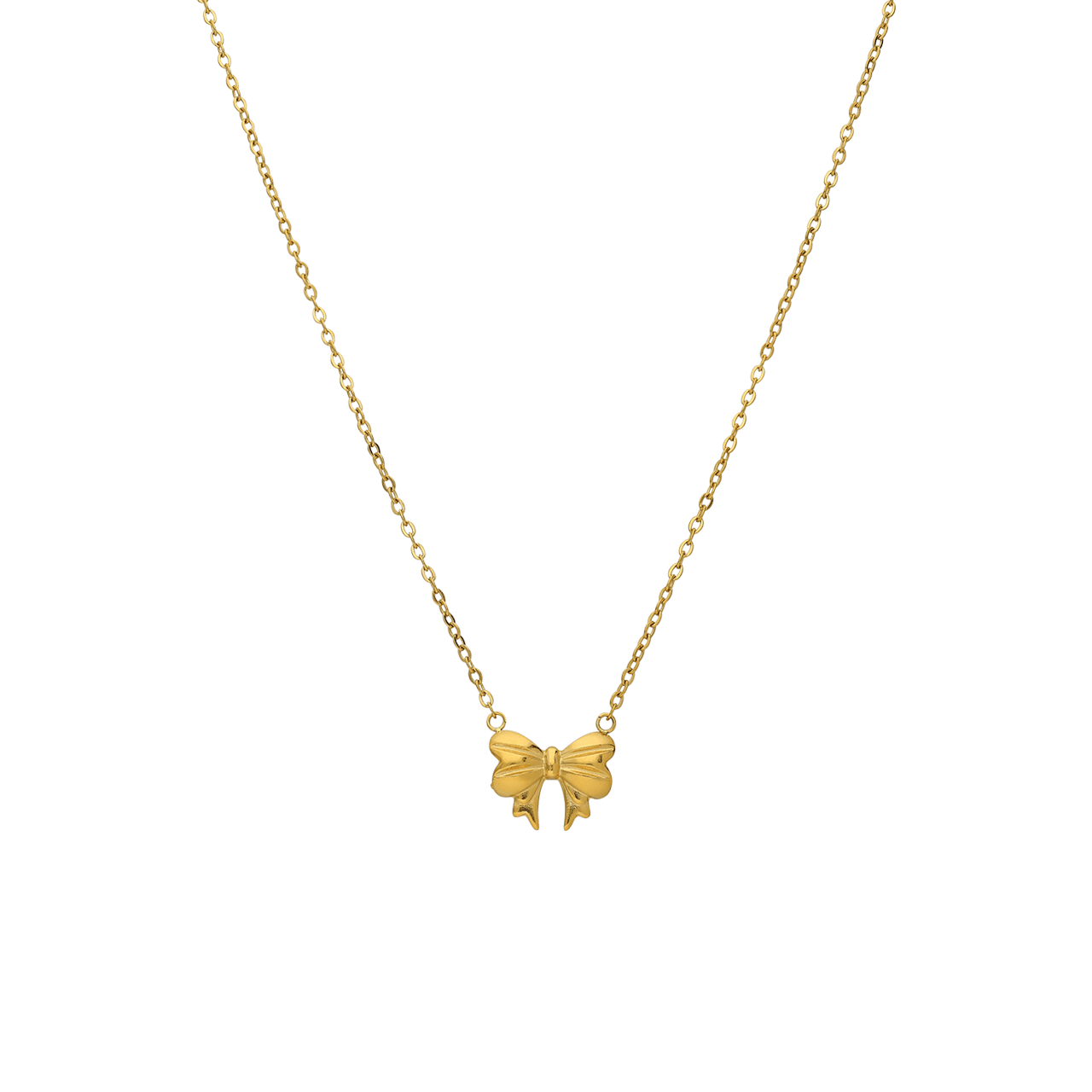 Stalen goldplated ketting met hanger strik voor dames