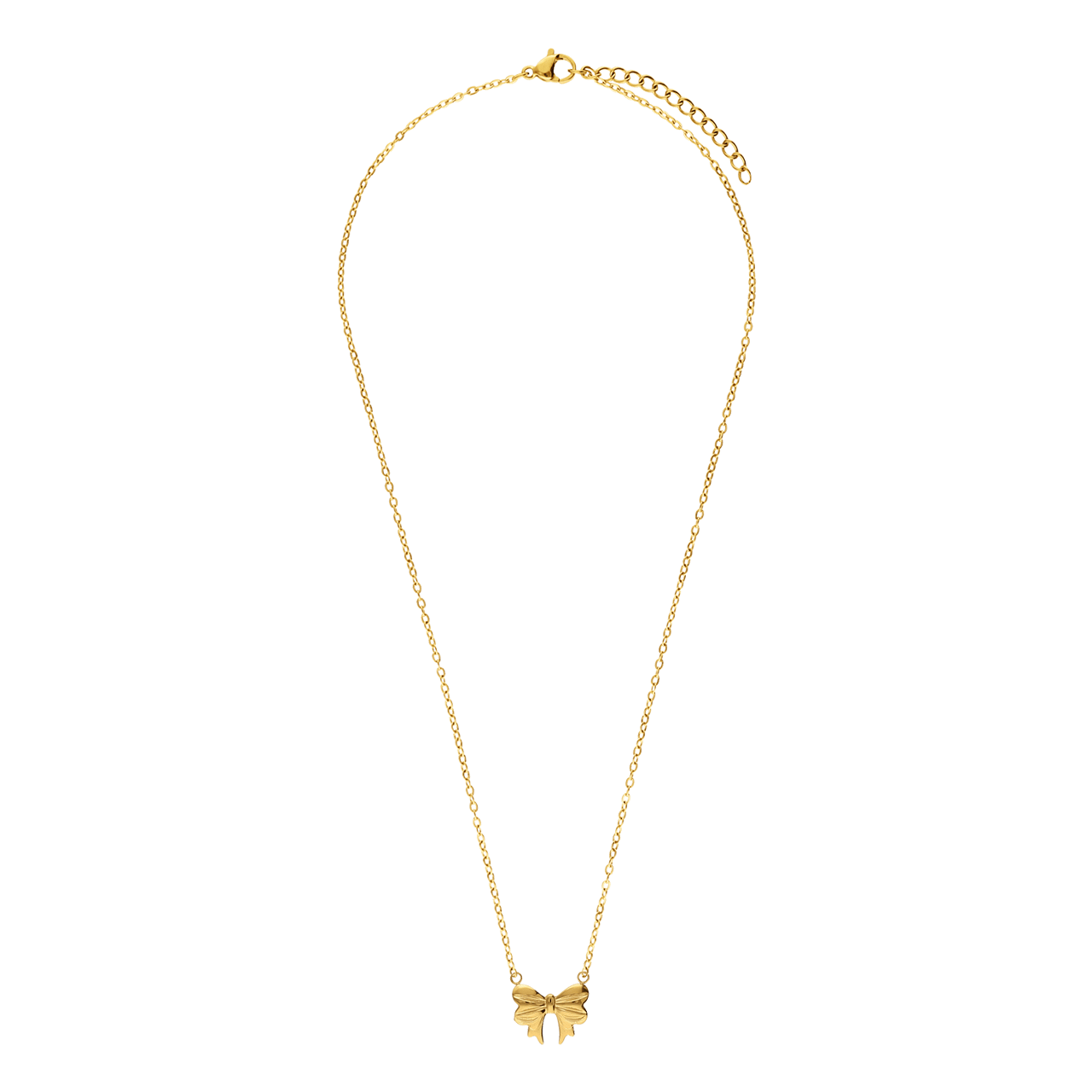 Stalen goldplated ketting met hanger strik voor dames