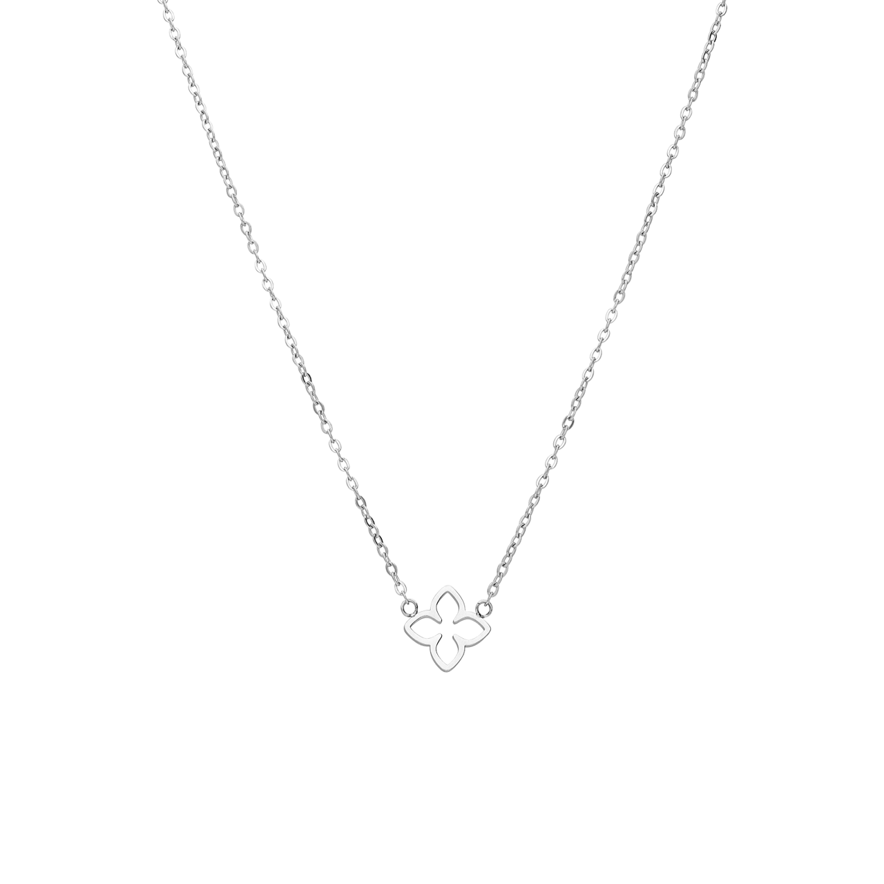 Stainless steel ketting met ovale bloem