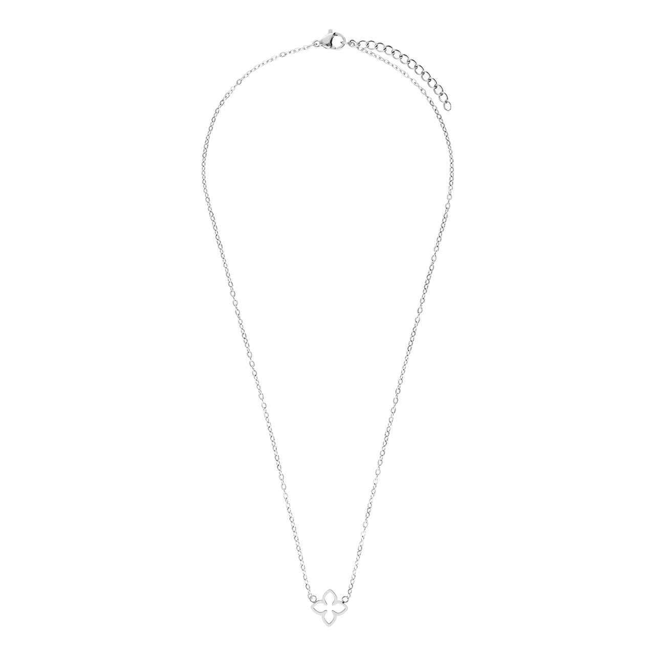Stainless steel ketting met ovale bloem
