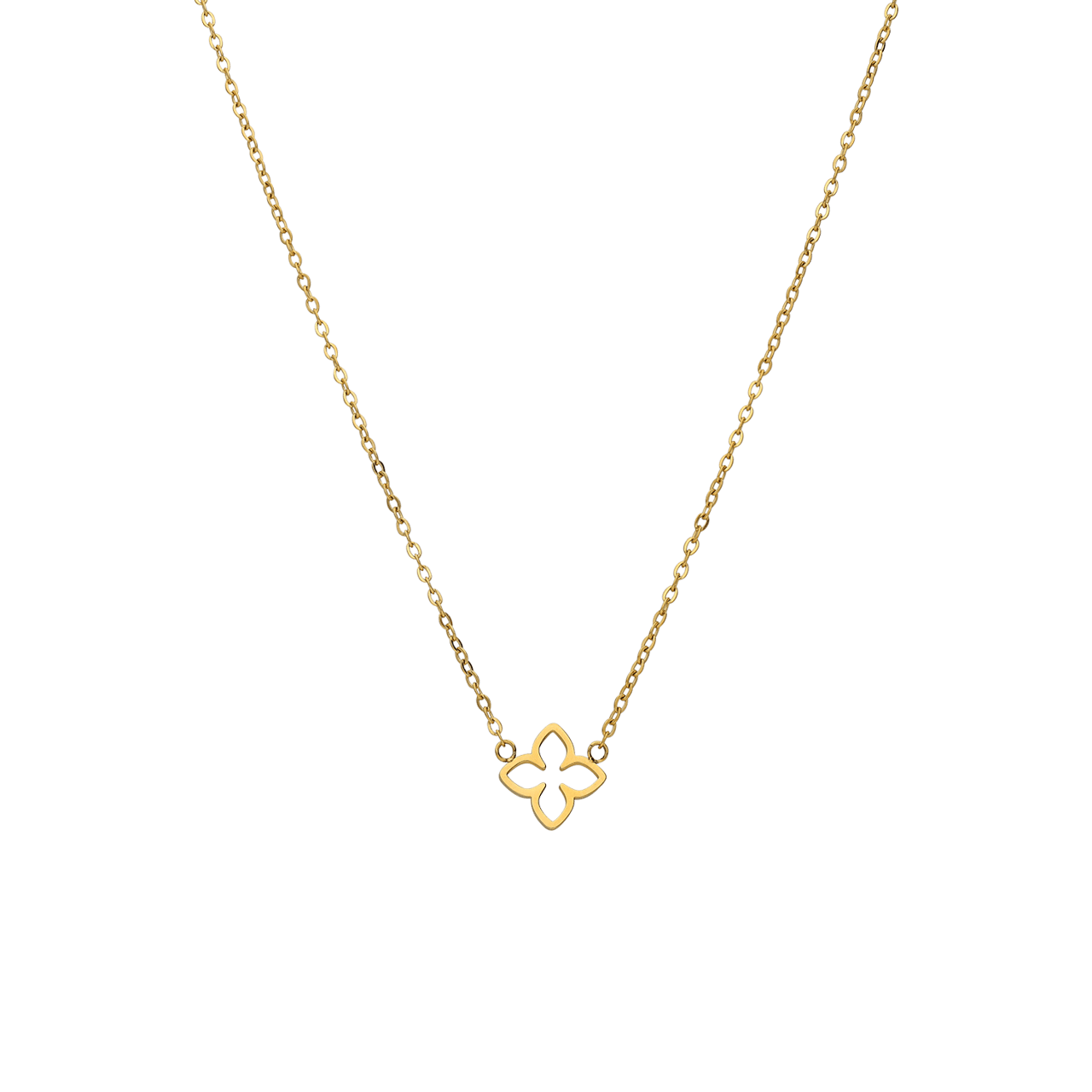 Halskette aus Edelstahl, vergoldet, mit ovaler Blume