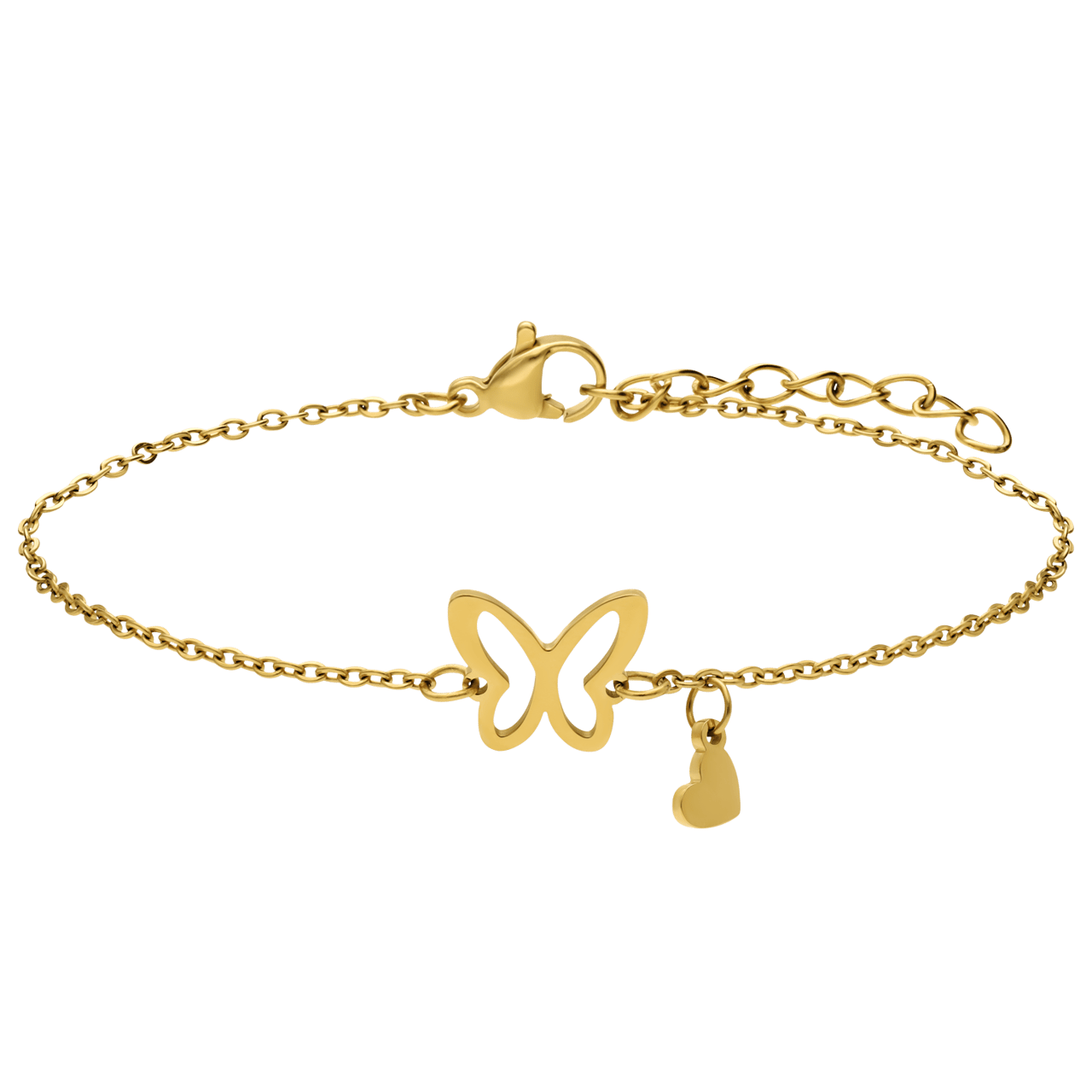 Armbänder aus Edelstahl, vergoldet, Mutter/Tochter, Schmetterling