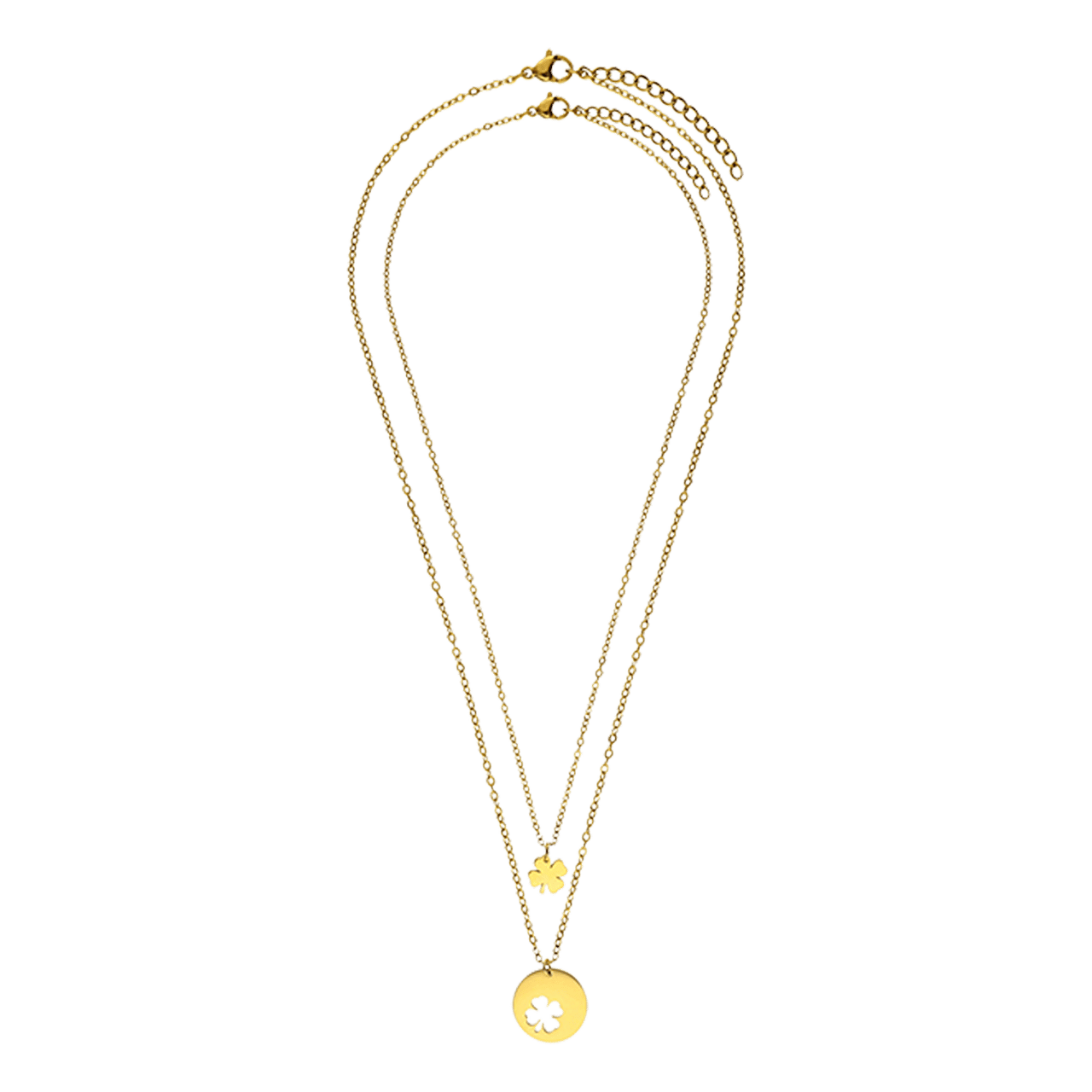 Stalen goldplated ketting met hanger klaver voor dames