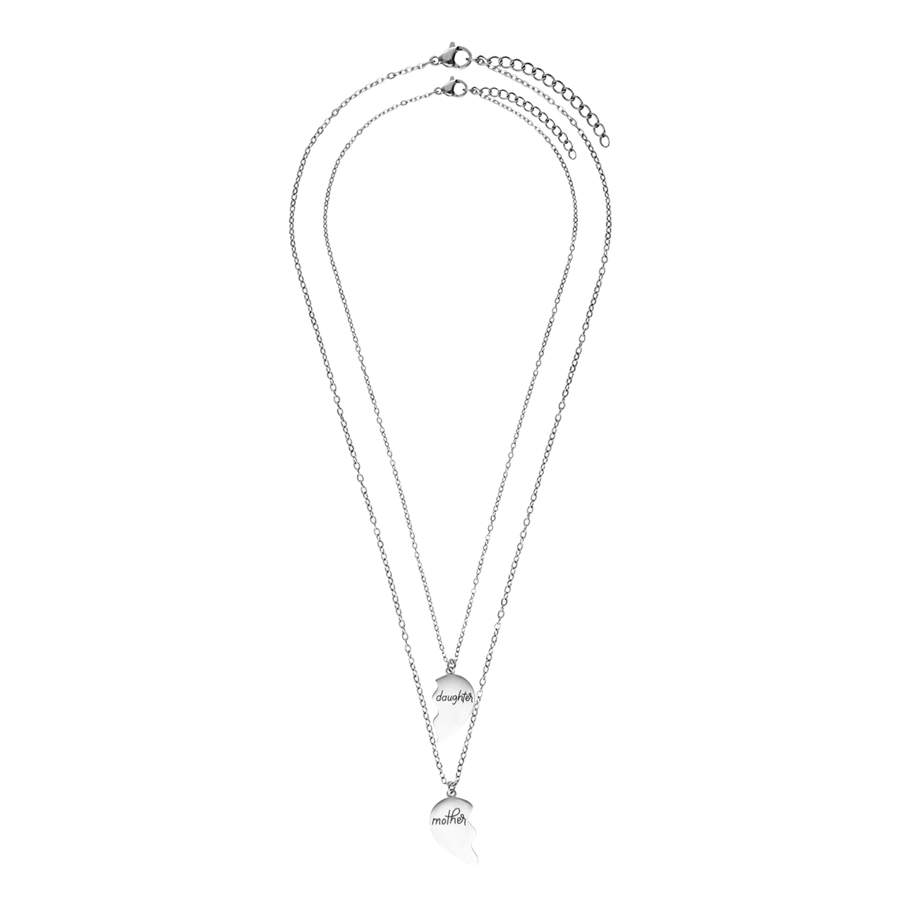 Stainless steel kettingen Moeder/Dochter breekhartje