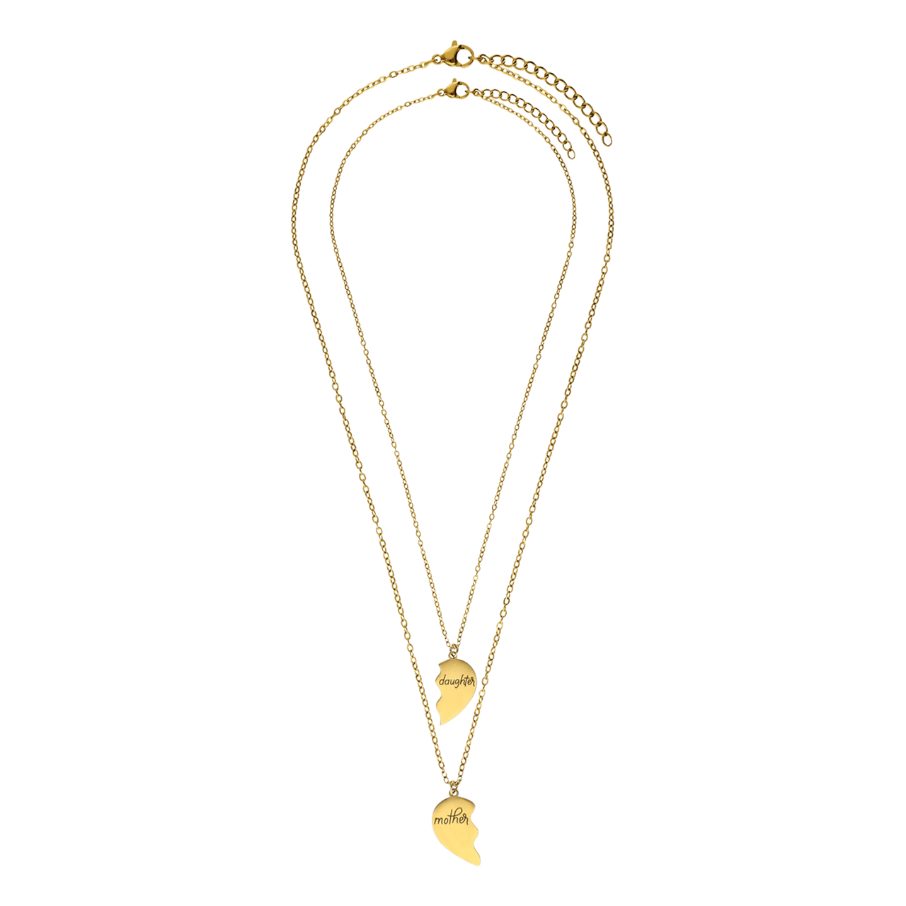 Stainless steel goldplated kettingen Moeder/Dochter breekhartje