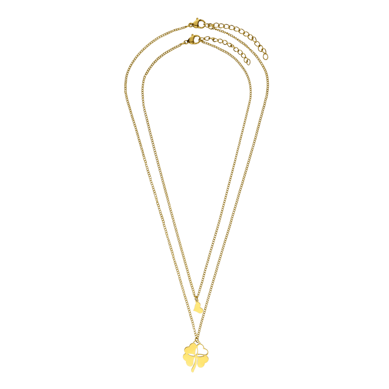 Stalen goldplated ketting met hanger klaver voor dames