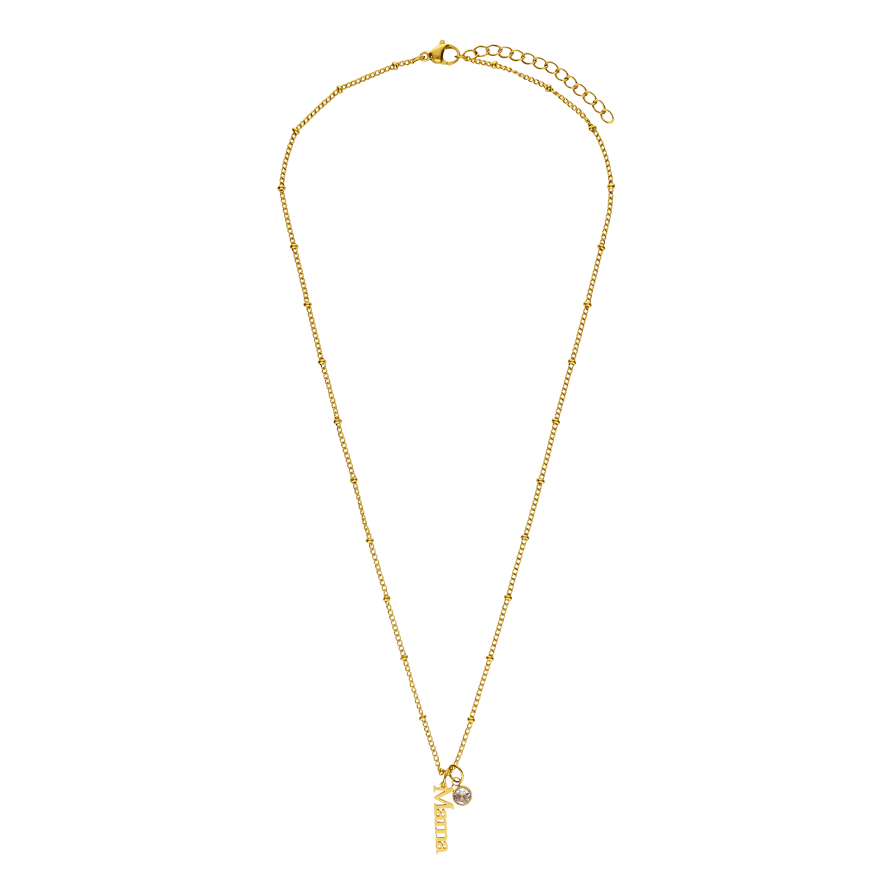 Stalen goldplated ketting met hanger mama met zirkonia voor dames