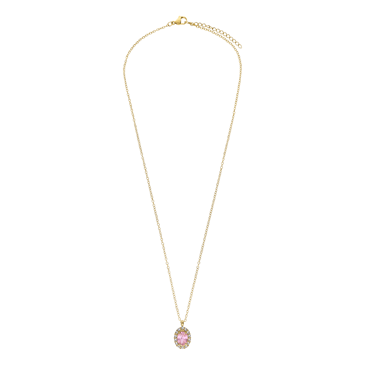 Stainless steel goldplated ketting met hanger met zirkonia voor dames