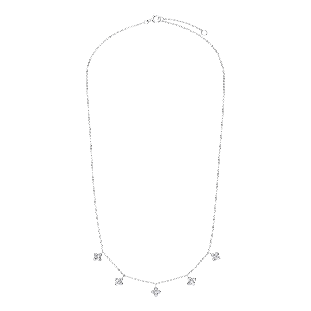 Halskette, 925 Silber, mit Anhängern in Sternform mit Zirkonia