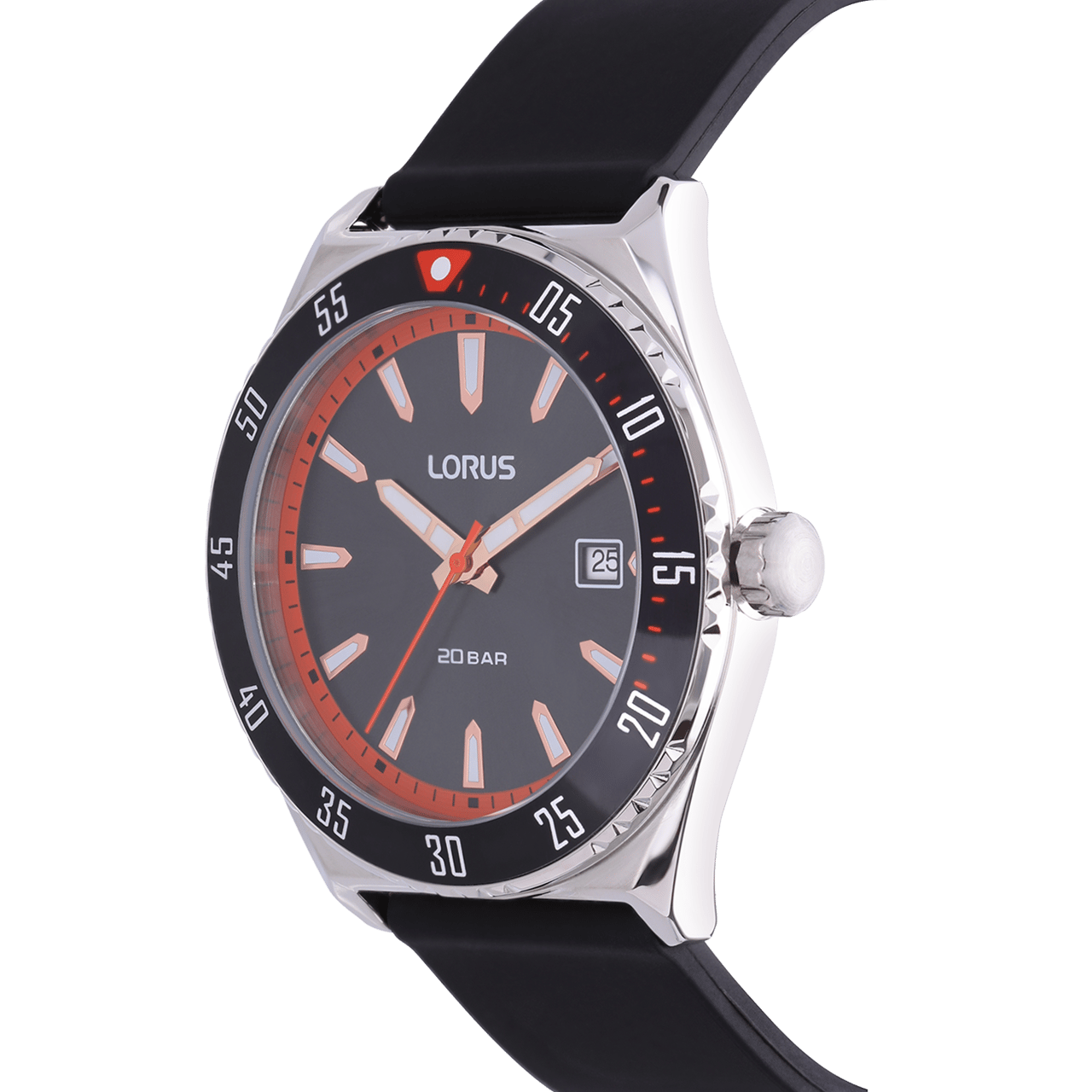 LORUS Herrenuhr mit schwarzem Kautschukarmband RS959DX9