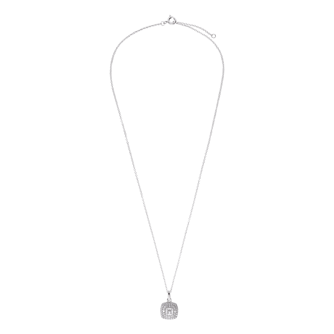 Zilveren ketting met hanger vierkant voor dames