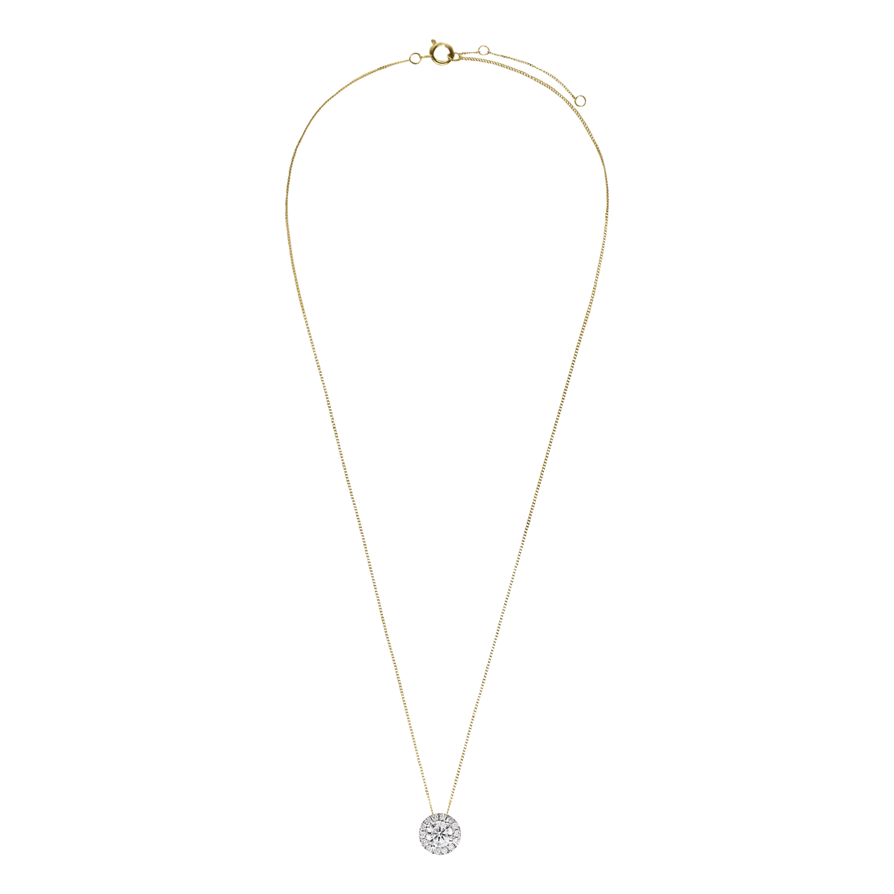 14 Karat Gelbgoldkette mit Anhänger und 15 im Labor gezüchteten Diamanten 0,50 ct für Damen