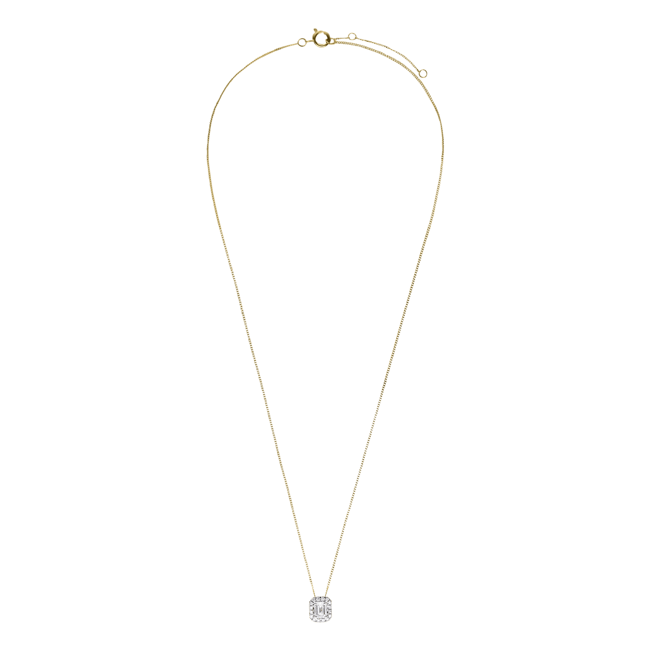 14 Karat Gelbgoldkette mit Anhänger und 17 im Labor gezüchteten Diamanten für Damen