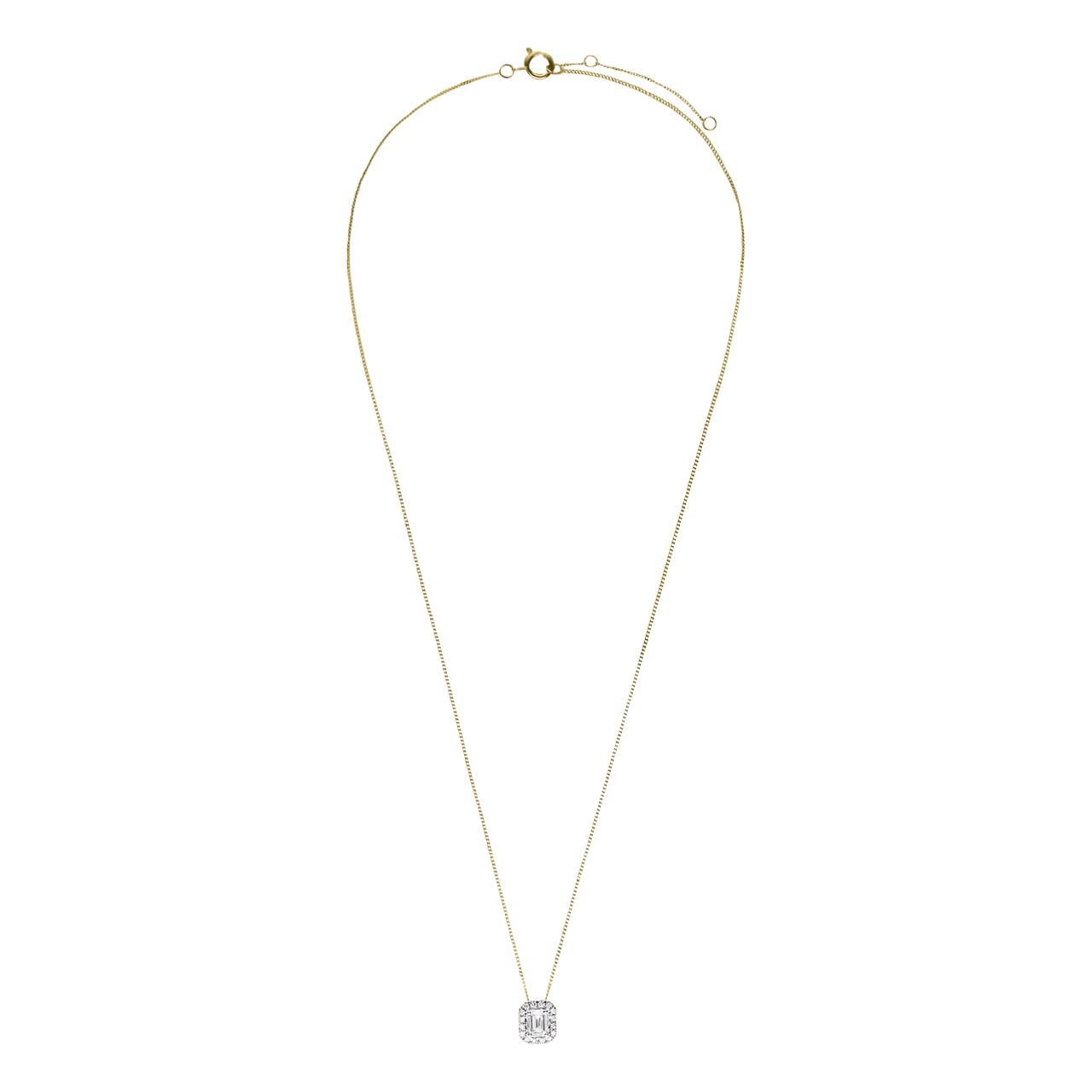 14 karaat geelgouden ketting met hanger met 17 labgrown diamanten voor dames