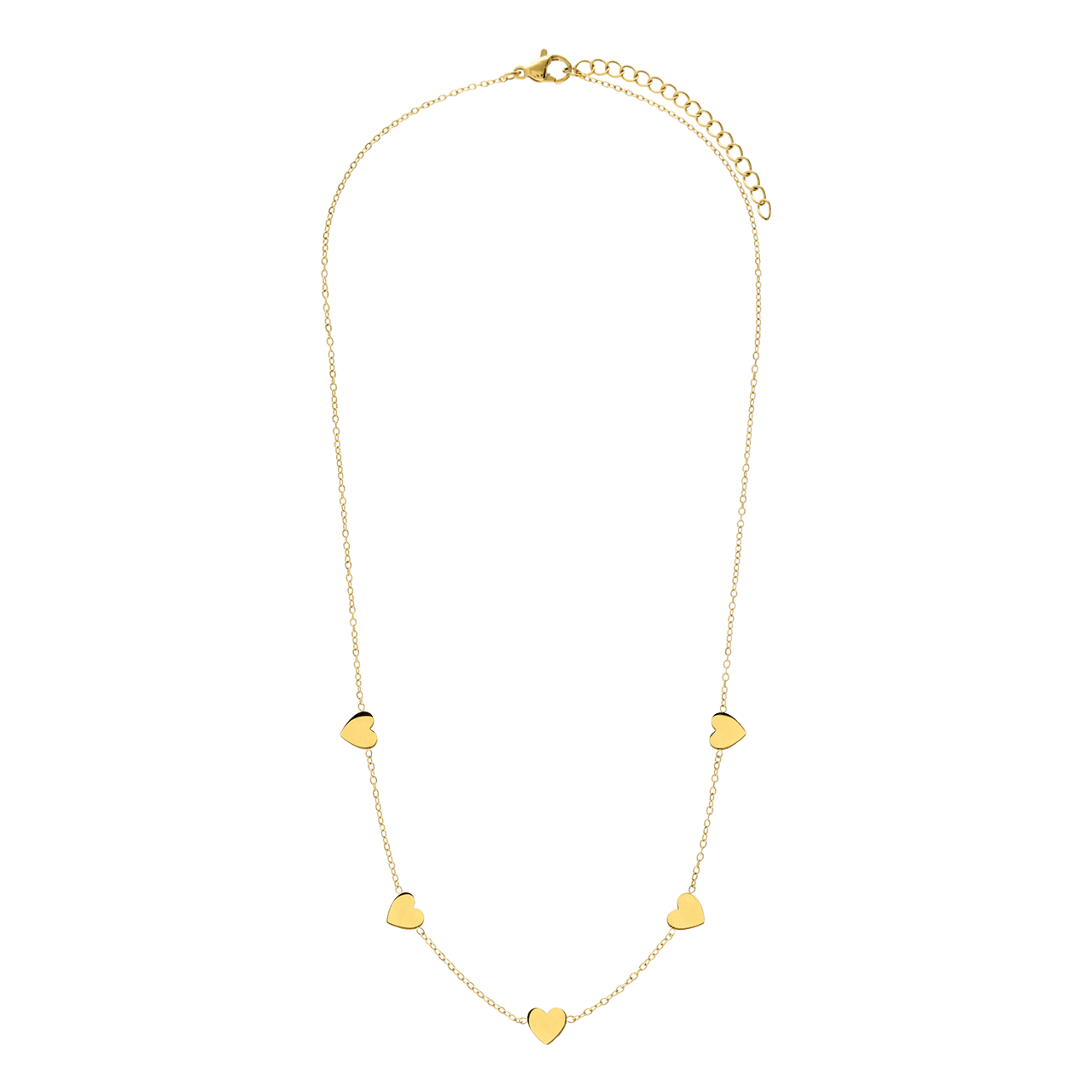 Stahlkette mit goldener Vergoldung und Herzanhängern