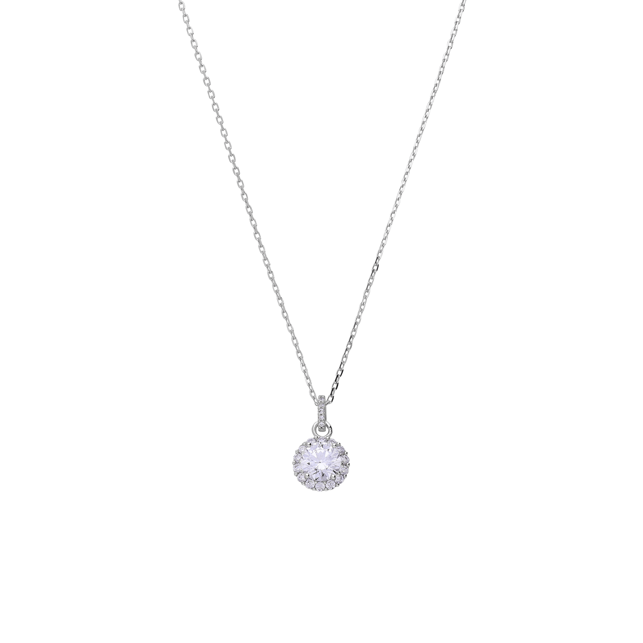 Silbernes Schmuckset mit Halskette und Anhänger sowie passenden Ohrringen mit Zirkonia für Damen