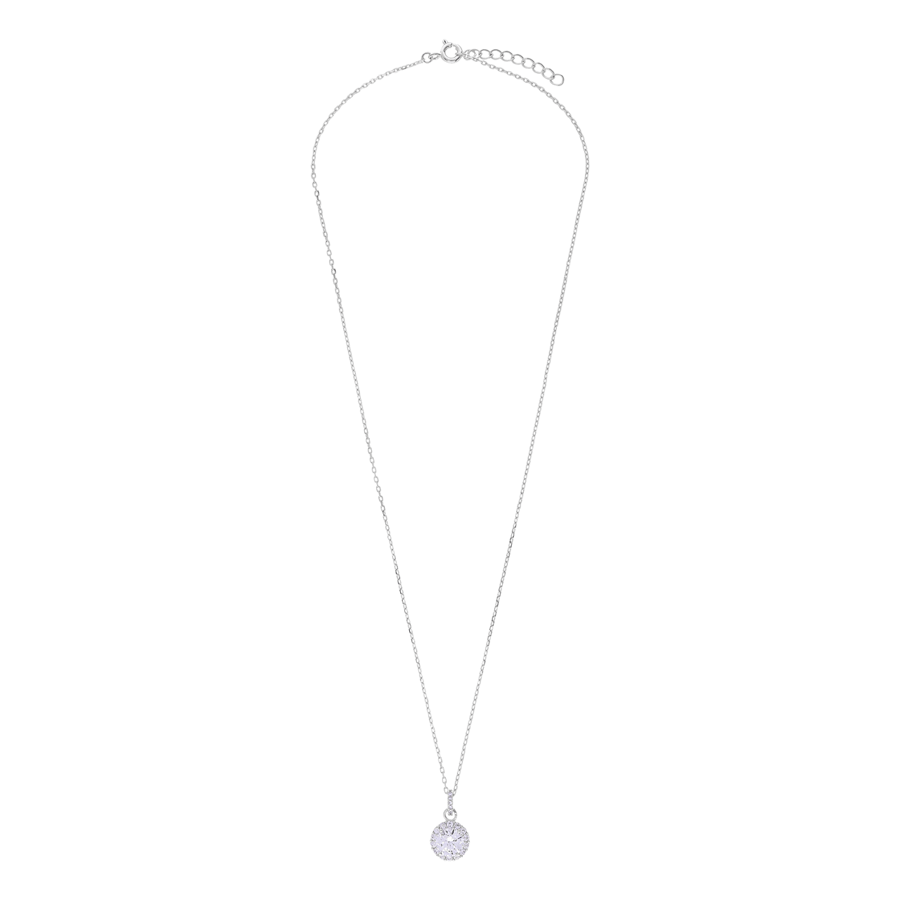 Silbernes Schmuckset mit Halskette und Anhänger sowie passenden Ohrringen mit Zirkonia für Damen
