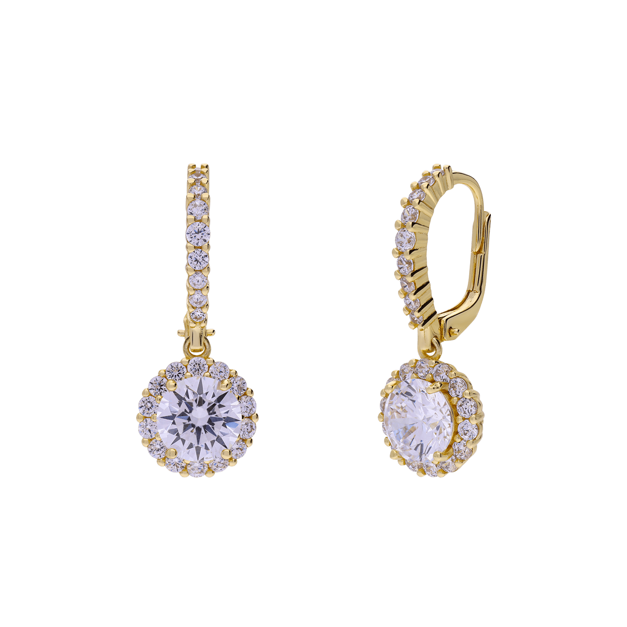 Zilveren sieradenset goldplated ketting met hanger met zirkonia voor dames