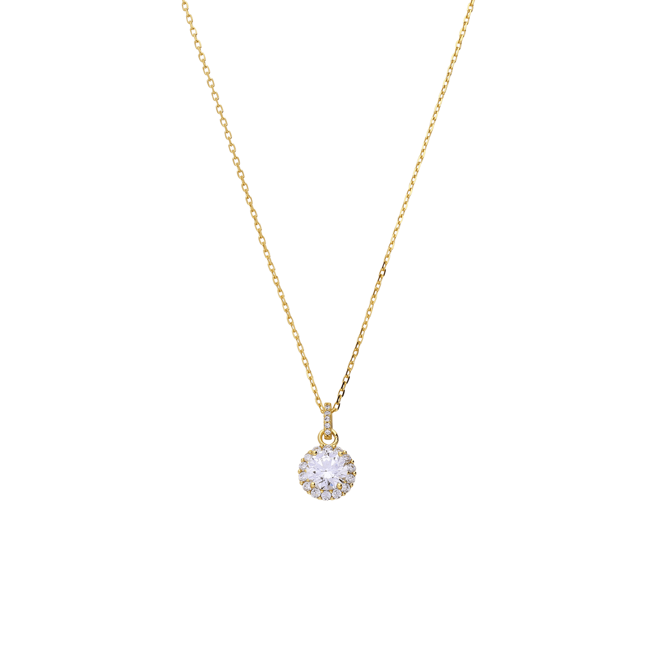 Silbernes Schmuckset goldbeschichtete Kette mit Anhänger mit Zirkonia für Damen