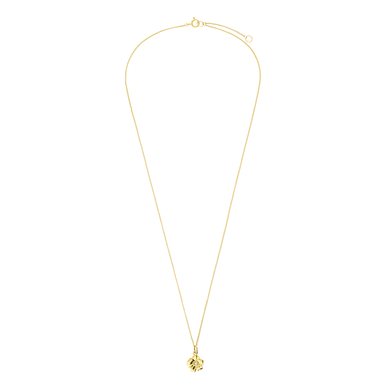 14 Karat Gelbgoldkette mit Anhänger und Diamant 0,01 ct für Damen