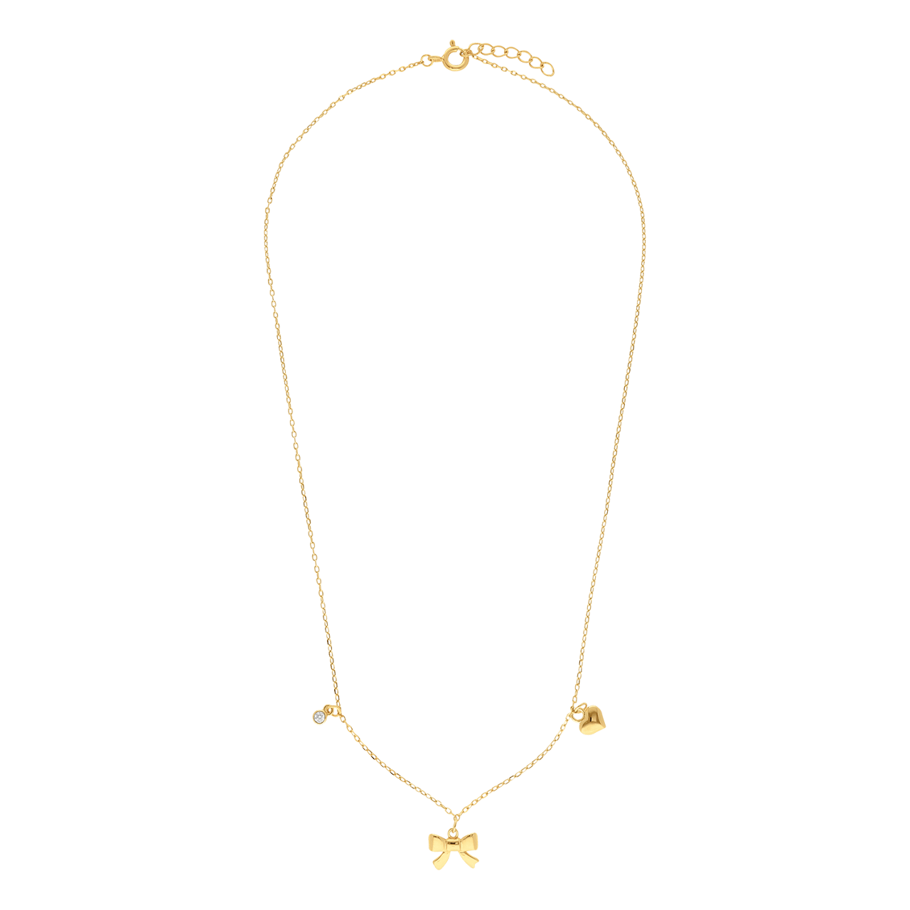 Zilveren goldplated ketting met strik