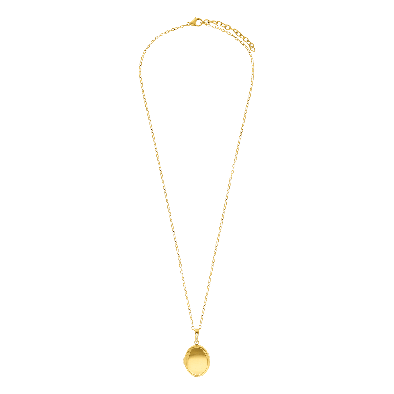 Stainless steel ketting met medaillon ovaal met zirkonia voor dames