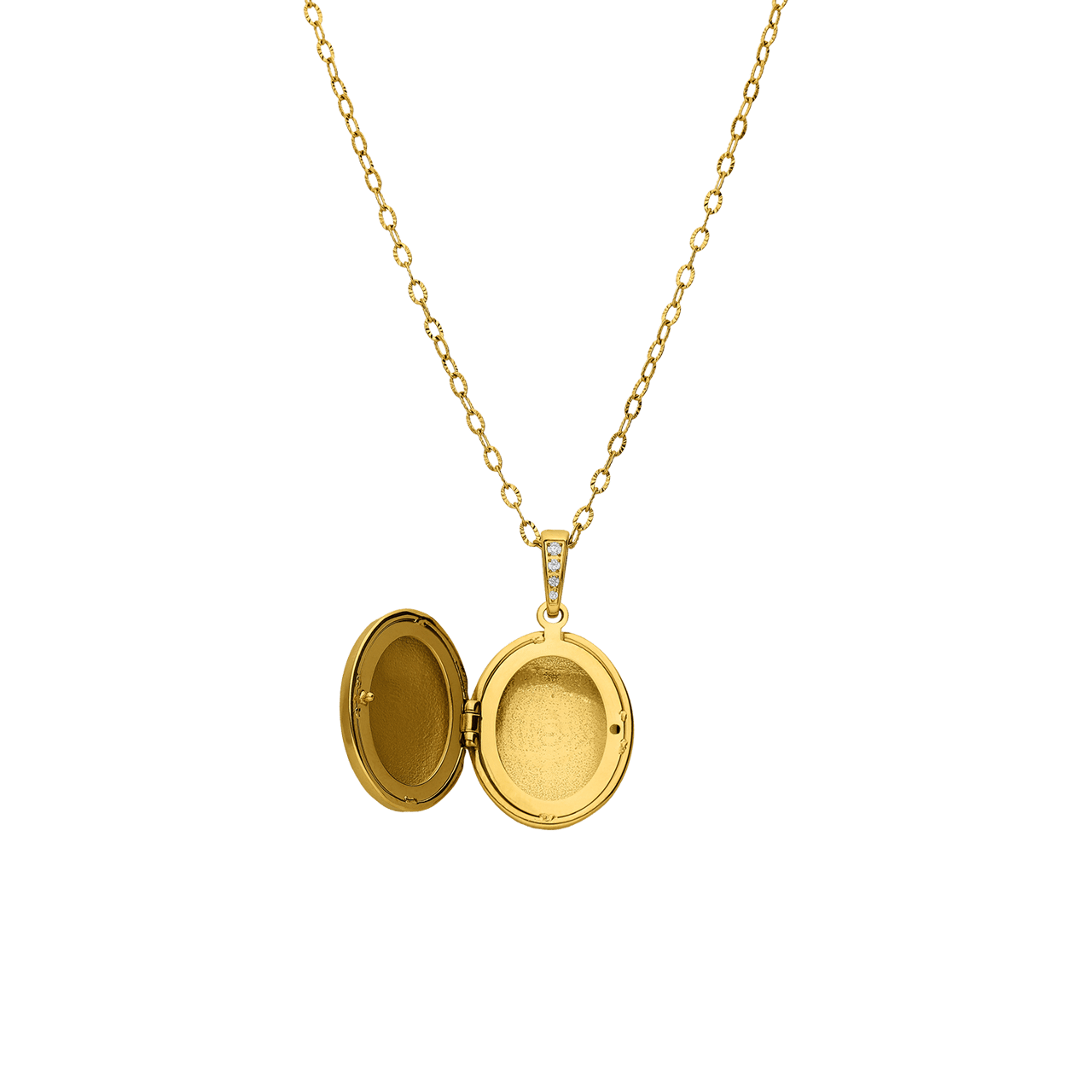 Stainless steel ketting met medaillon ovaal met zirkonia voor dames