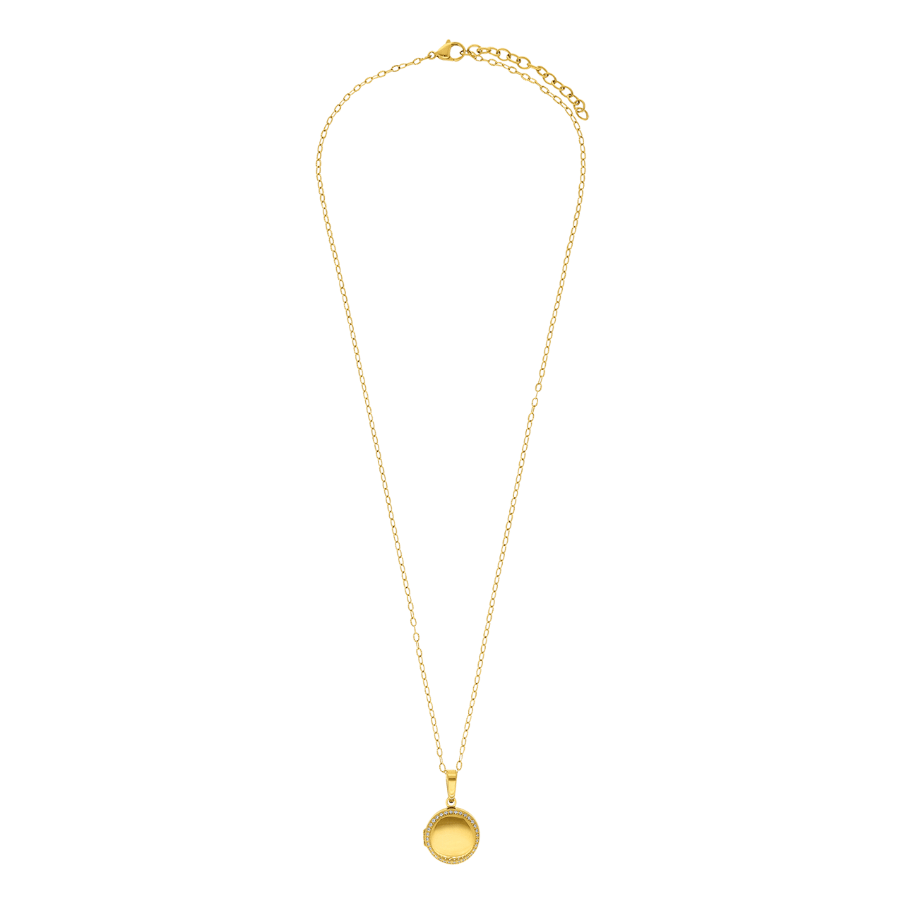 Stainless steel ketting met medaillon met zirkonia voor dames