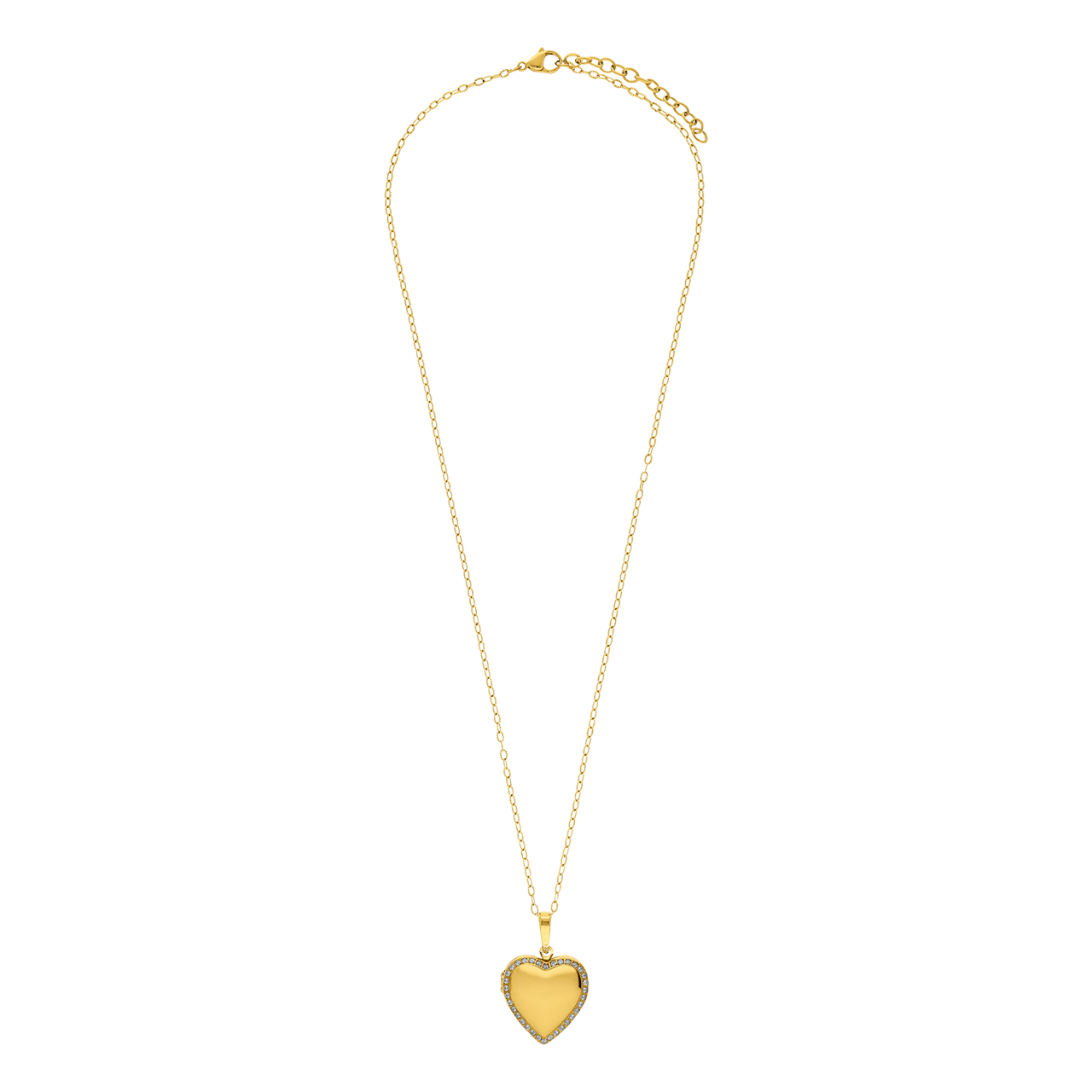 Stainless steel ketting met medaillon hart met zirkonia voor dames