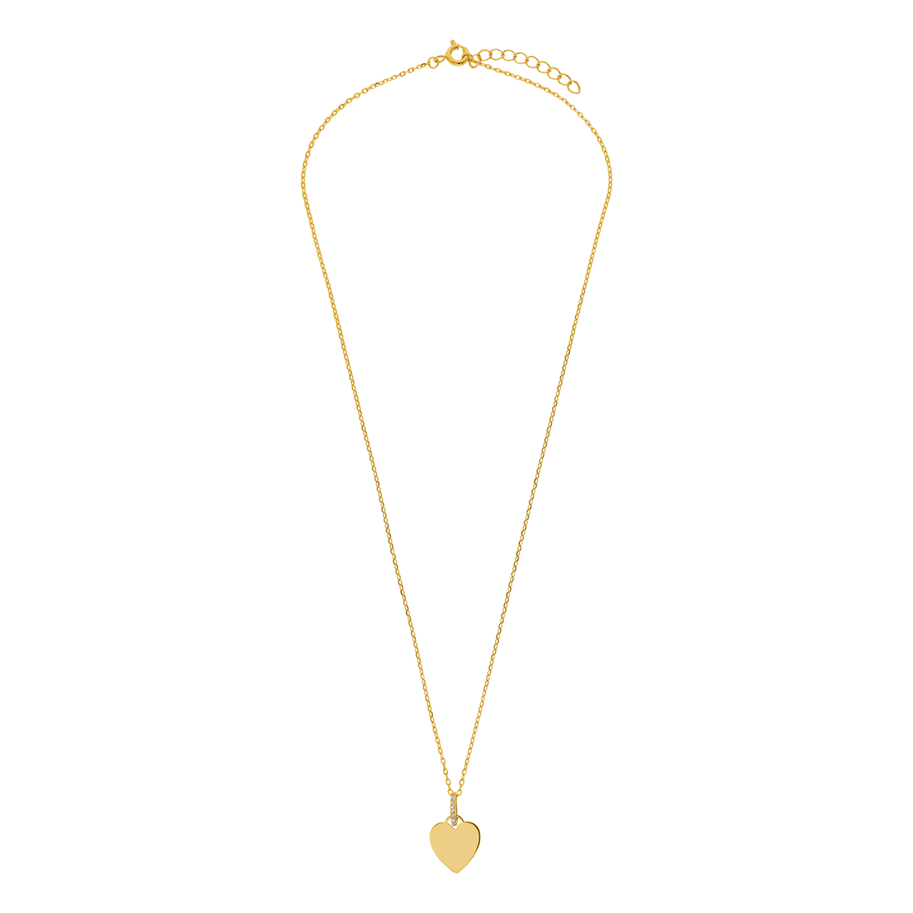Zilveren goldplated ketting met hanger met zirkonia voor dames