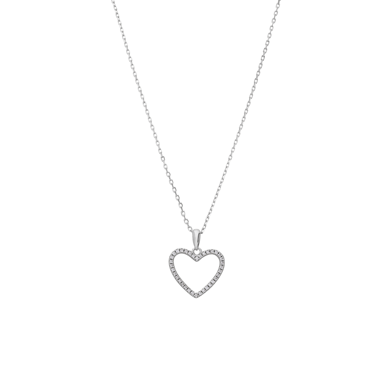 Zilveren ketting met hanger en oorbellen met zirkonia