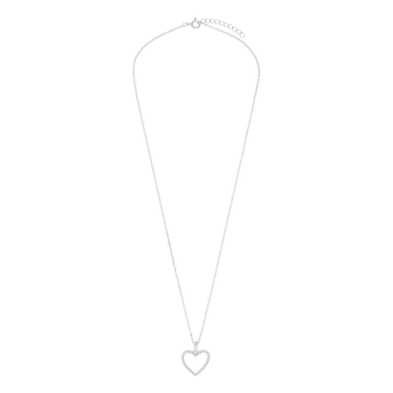 Zilveren ketting met hanger en oorbellen met zirkonia