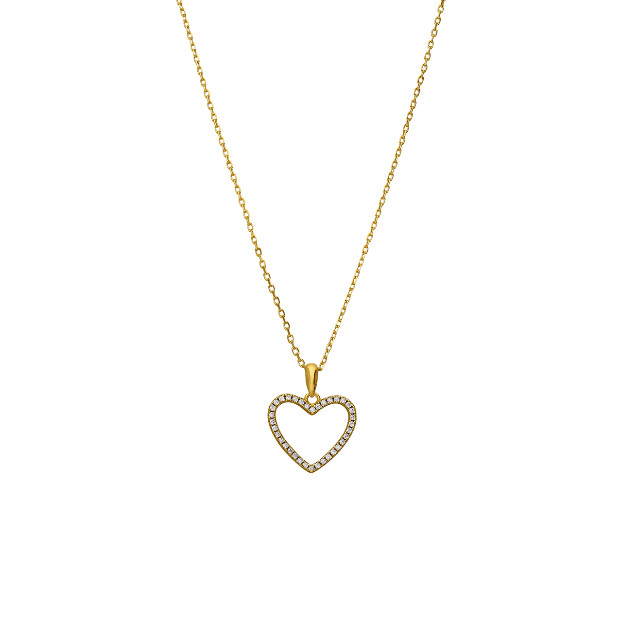 Zilveren goldplated ketting met oorbellen en zirkonia